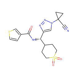 N#CC1(n2cc([C@@H](NC(=O)c3ccsc3)C3CCS(=O)(=O)CC3)nn2)CC1 ZINC000095563810