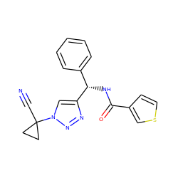 N#CC1(n2cc([C@@H](NC(=O)c3ccsc3)c3ccccc3)nn2)CC1 ZINC000095559388