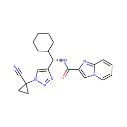 N#CC1(n2cc([C@@H](NC(=O)c3cn4ccccc4n3)C3CCCCC3)nn2)CC1 ZINC000095560344