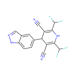 N#CC1=C(C(F)F)NC(C(F)F)=C(C#N)C1c1ccc2[nH]ncc2c1 ZINC000116587792