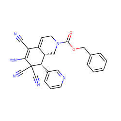 N#CC1=C(N)C(C#N)(C#N)[C@@H](c2cccnc2)[C@H]2CN(C(=O)OCc3ccccc3)CC=C12 ZINC000004398303