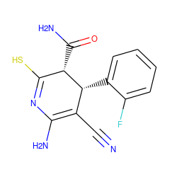 N#CC1=C(N)N=C(S)[C@H](C(N)=O)[C@@H]1c1ccccc1F ZINC000000496371