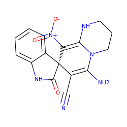 N#CC1=C(N)N2CCCNC2=C([N+](=O)[O-])[C@@]12C(=O)Nc1ccccc12 ZINC000653811152