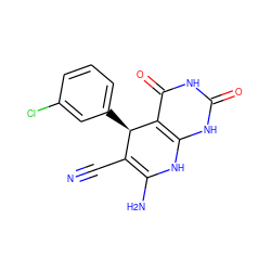 N#CC1=C(N)Nc2[nH]c(=O)[nH]c(=O)c2[C@@H]1c1cccc(Cl)c1 ZINC001772635422