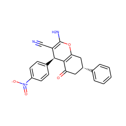 N#CC1=C(N)OC2=C(C(=O)C[C@@H](c3ccccc3)C2)[C@H]1c1ccc([N+](=O)[O-])cc1 ZINC000000752465