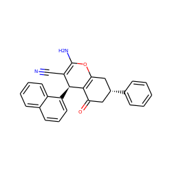 N#CC1=C(N)OC2=C(C(=O)C[C@@H](c3ccccc3)C2)[C@H]1c1cccc2ccccc12 ZINC000000752431