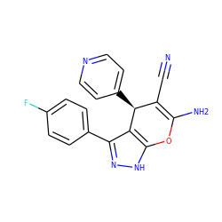 N#CC1=C(N)Oc2[nH]nc(-c3ccc(F)cc3)c2[C@H]1c1ccncc1 ZINC000005068013