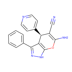 N#CC1=C(N)Oc2[nH]nc(-c3ccccc3)c2[C@H]1c1ccncc1 ZINC000009089151