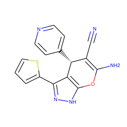 N#CC1=C(N)Oc2[nH]nc(-c3cccs3)c2[C@@H]1c1ccncc1 ZINC000013151294