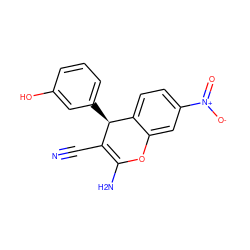 N#CC1=C(N)Oc2cc([N+](=O)[O-])ccc2[C@@H]1c1cccc(O)c1 ZINC000000483038