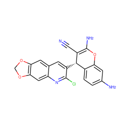 N#CC1=C(N)Oc2cc(N)ccc2[C@@H]1c1cc2cc3c(cc2nc1Cl)OCO3 ZINC000000933856