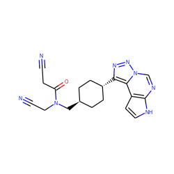 N#CCC(=O)N(CC#N)C[C@H]1CC[C@H](c2nnn3cnc4[nH]ccc4c23)CC1 ZINC001772581758