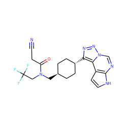 N#CCC(=O)N(CC(F)(F)F)C[C@H]1CC[C@H](c2nnn3cnc4[nH]ccc4c23)CC1 ZINC001772640195