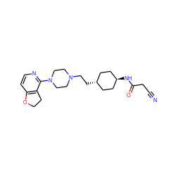 N#CCC(=O)N[C@H]1CC[C@H](CCN2CCN(c3nccc4c3CCO4)CC2)CC1 ZINC000261076557