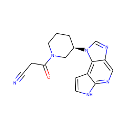 N#CCC(=O)N1CCC[C@@H](n2cnc3cnc4[nH]ccc4c32)C1 ZINC000072315838