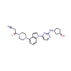 N#CCC(=O)N1CCN(c2cccc3c2ccn3-c2ccnc(N[C@@H]3CC[C@@H](O)C3)n2)CC1 ZINC000096173495