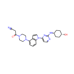 N#CCC(=O)N1CCN(c2cccc3c2ccn3-c2ccnc(N[C@H]3CC[C@@H](O)CC3)n2)CC1 ZINC000100628665