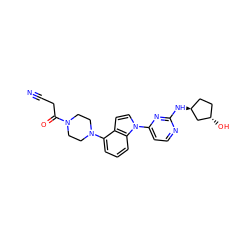 N#CCC(=O)N1CCN(c2cccc3c2ccn3-c2ccnc(N[C@H]3CC[C@H](O)C3)n2)CC1 ZINC000096173494