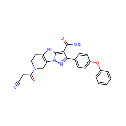 N#CCC(=O)N1CCc2[nH]c3c(C(N)=O)c(-c4ccc(Oc5ccccc5)cc4)nn3c2C1 ZINC001772592860