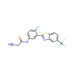 N#CCC(=O)Nc1ccc(Cl)c(-c2nc3cc(C(F)(F)F)ccc3s2)c1 ZINC000029233781