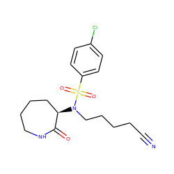 N#CCCCCN([C@@H]1CCCCNC1=O)S(=O)(=O)c1ccc(Cl)cc1 ZINC000028957789