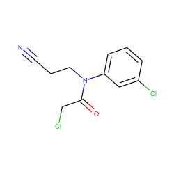 N#CCCN(C(=O)CCl)c1cccc(Cl)c1 ZINC000003457878