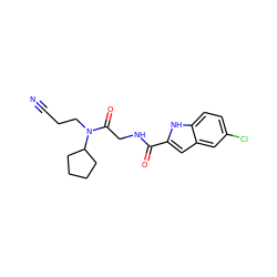 N#CCCN(C(=O)CNC(=O)c1cc2cc(Cl)ccc2[nH]1)C1CCCC1 ZINC000028138173