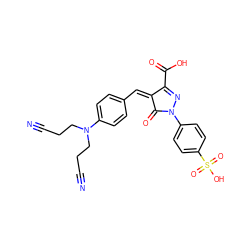 N#CCCN(CCC#N)c1ccc(/C=C2\C(=O)N(c3ccc(S(=O)(=O)O)cc3)N=C2C(=O)O)cc1 ZINC000016942051