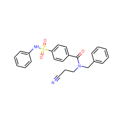 N#CCCN(Cc1ccccc1)C(=O)c1ccc(S(=O)(=O)Nc2ccccc2)cc1 ZINC000299821904