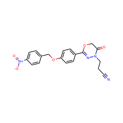 N#CCCN1N=C(c2ccc(OCc3ccc([N+](=O)[O-])cc3)cc2)OCC1=O ZINC000013826749