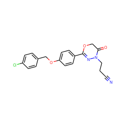 N#CCCN1N=C(c2ccc(OCc3ccc(Cl)cc3)cc2)OCC1=O ZINC000013826747