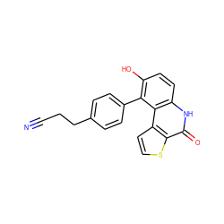 N#CCCc1ccc(-c2c(O)ccc3[nH]c(=O)c4sccc4c23)cc1 ZINC000164910763