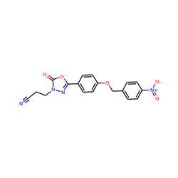 N#CCCn1nc(-c2ccc(OCc3ccc([N+](=O)[O-])cc3)cc2)oc1=O ZINC000013826705