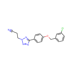 N#CCCn1nnc(-c2ccc(OCc3cccc(Cl)c3)cc2)n1 ZINC000003800985