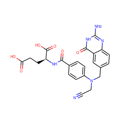 N#CCN(Cc1ccc2nc(N)[nH]c(=O)c2c1)c1ccc(C(=O)N[C@@H](CCC(=O)O)C(=O)O)cc1 ZINC000029250560