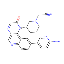 N#CCN1CCC[C@H](n2c(=O)cnc3cnc4ccc(-c5ccc(N)nc5)cc4c32)C1 ZINC001772614898