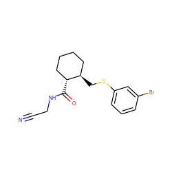 N#CCNC(=O)[C@@H]1CCCC[C@H]1CSc1cccc(Br)c1 ZINC000013680806
