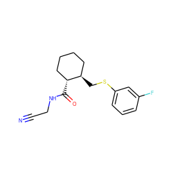 N#CCNC(=O)[C@@H]1CCCC[C@H]1CSc1cccc(F)c1 ZINC000013680800