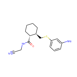 N#CCNC(=O)[C@@H]1CCCC[C@H]1CSc1cccc(N)c1 ZINC000013680813