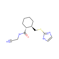 N#CCNC(=O)[C@@H]1CCCC[C@H]1CSc1ncc[nH]1 ZINC000013680828