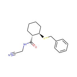 N#CCNC(=O)[C@@H]1CCCC[C@H]1SCc1ccccc1 ZINC000028569255