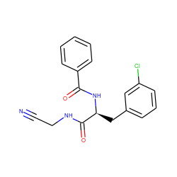 N#CCNC(=O)[C@H](Cc1cccc(Cl)c1)NC(=O)c1ccccc1 ZINC000043016041