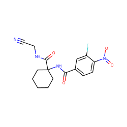 N#CCNC(=O)C1(NC(=O)c2ccc([N+](=O)[O-])c(F)c2)CCCCC1 ZINC000474609978