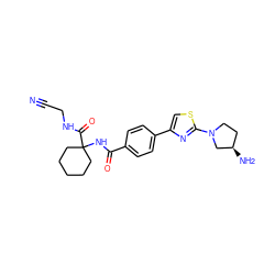 N#CCNC(=O)C1(NC(=O)c2ccc(-c3csc(N4CC[C@@H](N)C4)n3)cc2)CCCCC1 ZINC000013676374