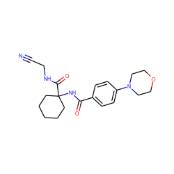 N#CCNC(=O)C1(NC(=O)c2ccc(N3CCOCC3)cc2)CCCCC1 ZINC000013676317