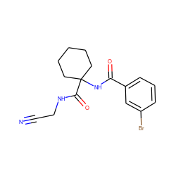 N#CCNC(=O)C1(NC(=O)c2cccc(Br)c2)CCCCC1 ZINC000013676309