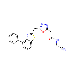 N#CCNC(=O)Cc1nnc(Cc2nc3c(-c4ccccc4)cccc3s2)o1 ZINC000147406201