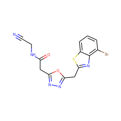 N#CCNC(=O)Cc1nnc(Cc2nc3c(Br)cccc3s2)o1 ZINC000147405257