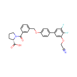 N#CCOc1cc(-c2ccc(OCc3cccc(C(=O)N4CCC[C@H]4C(=O)O)c3)cc2)cc(F)c1F ZINC000224599365