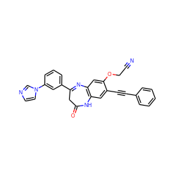 N#CCOc1cc2c(cc1C#Cc1ccccc1)NC(=O)CC(c1cccc(-n3ccnc3)c1)=N2 ZINC000101157369